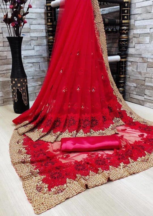 Tissu de Sari - Wassiya rouge